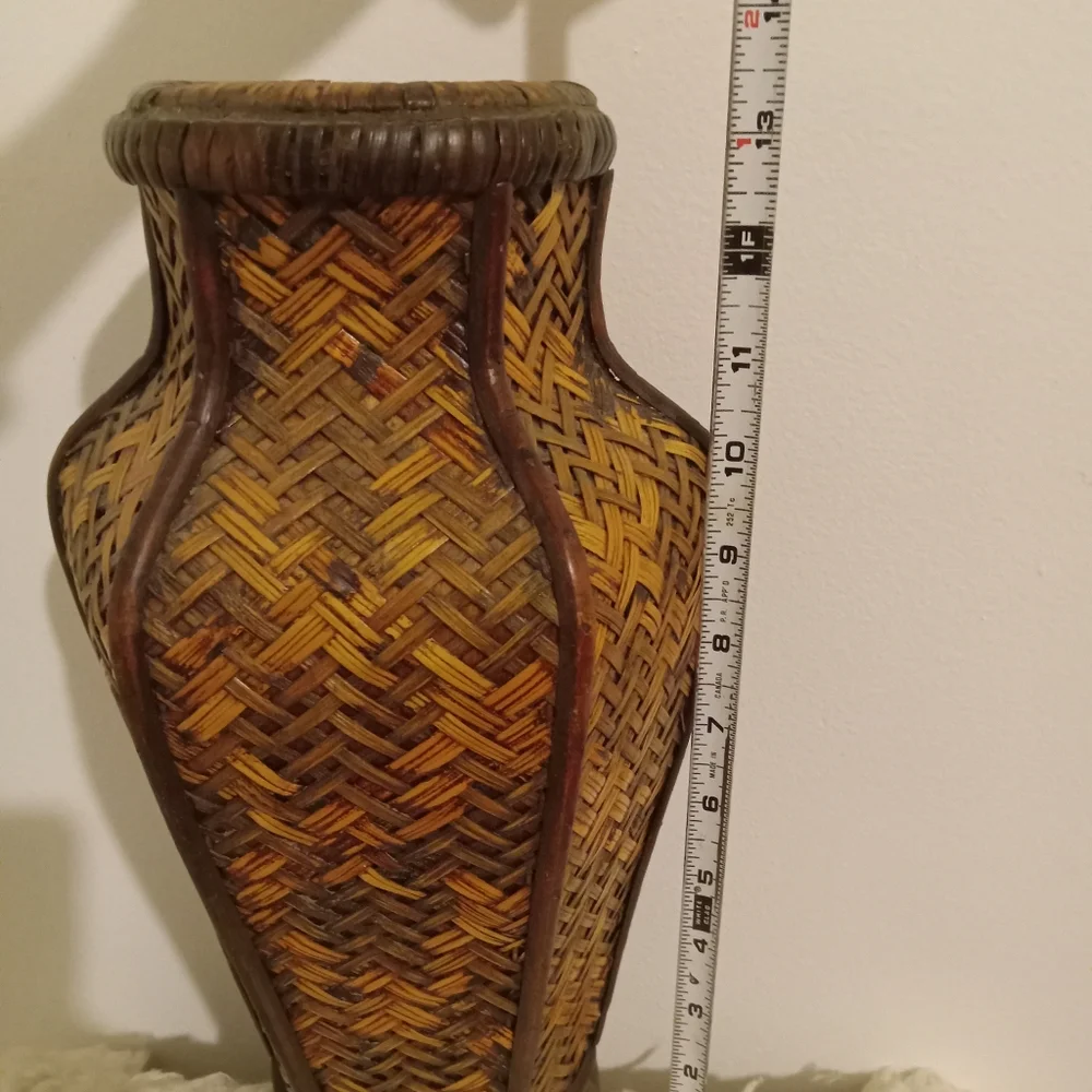 Vintage Rattan Woven Wooden Flower Vase